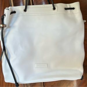 Longchamp White Leather Drawstring Tote Bag Purse - NWOT